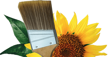 background image of sunflower and paint brush