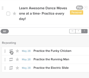 Pausing and restarting a recurring task cycle
